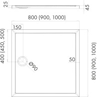 Corrina New brodzik kwadratowy 100 cm