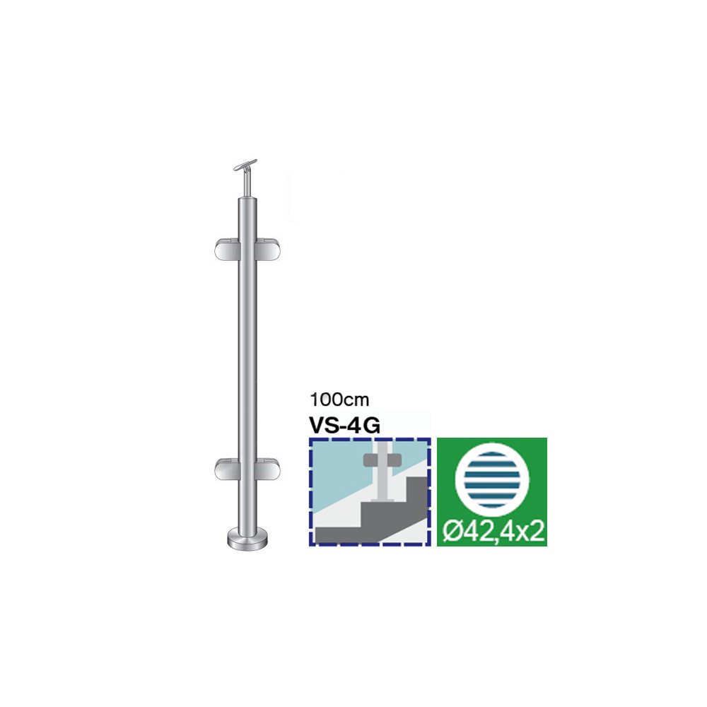 Słupek, Kotwienie górne - dwustronne 180° - do schodów