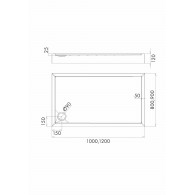 Cameron Black Stone brodzik prostokątny 80x100 cm