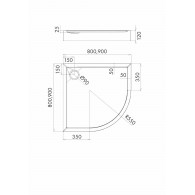 Cameron Black Stone brodzik półokrągły 80 cm