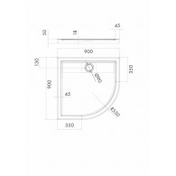 Charis brodzik kompozytowy półokrągły 90 cm