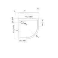 Erida brodzik kompozytowy półokrągły 90 cm