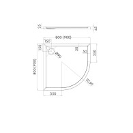 Sharper Cement Stone (cementowy kamień) brodzik półokrągły 90 cm