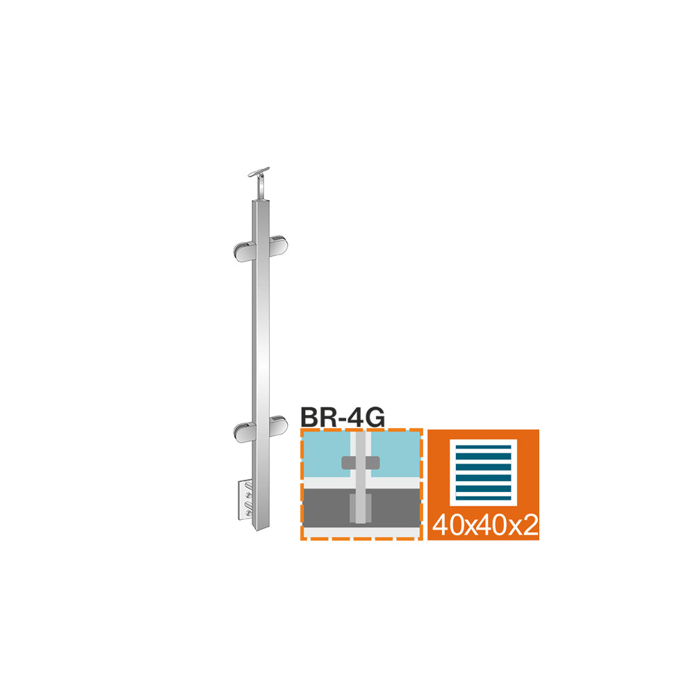 Słupek, Kotwienie boczne - dwustronne 180° AISI304,