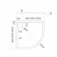Mestrii Atira brodzik półokrągły 80 cm IBST-1-8080-O syfon gratis