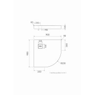 NonLimits Black Stone brodzik półokrągły czarny 90x90 cm