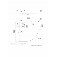 Protos Black Stone brodzik półokrągły czarny 90x90 cm