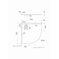 Protos White Stone brodzik półokrągły (biały kamień) 90x90 cm