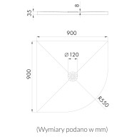 De Luxe brodzik kompozytowy półokrągły 90 cm