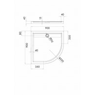 Ajax B&amp;W brodzik kompozytowy półokrągły 90 cm