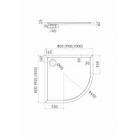 Caspar New brodzik półokrągły 80x80 cm