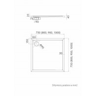 Caspar New brodzik kwadratowy 80x80 cm