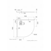 Kalait Black Stone brodzik półokrągły czarny 90x90 cm