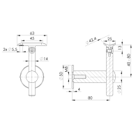 Uchwyt poręczy na ścianę mimoosiowy