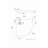 New Horizons White Stone brodzik pólokragły 90 cm