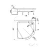 Zefir brodzik półokrągły 90 cm