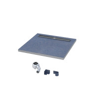 Brodzik podpłytkowy Stabilsound ® 90x90x5/12 cm z odpływem liniowym z maskownicą pod plytkę dł. 70 cm + syfon .