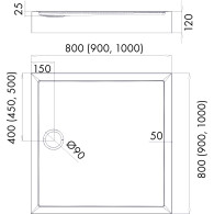 Competia New Black Stone brodzik kwadratowy 90 cm