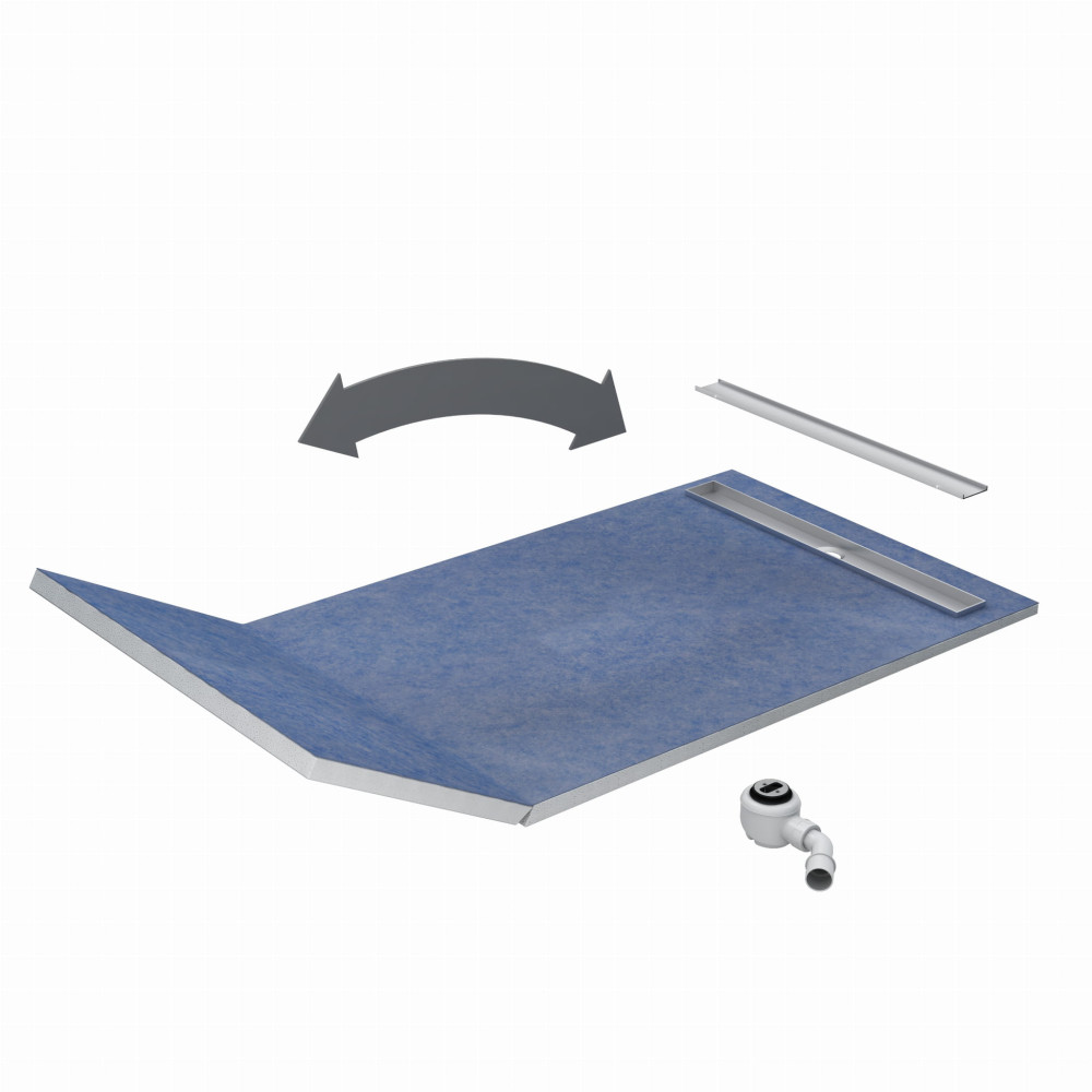 • Odpływ liniowy jednospadowy Stabilsound ® 130+50x90x3x2,7/5 cm z rusztem i maskownicą STAMP dł. 80 cm + syfon.