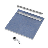 • Odpływ liniowy jednospadowy Stabilsound ® 80x80x3,5/5 cm z rusztem i maskownicą STAMP dł. 70 cm + syfon.