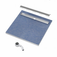 • Odpływ liniowy jednospadowy Stabilsound ® 80x80x3,5/5 cm z rusztem i maskownicą STEEL dł. 70 cm + syfon.