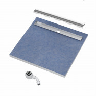 • Odpływ liniowy jednospadowy Stabilsound ® 80x80x3,5/5 cm z rusztem i maskownicą STEEL dł. 70 cm + syfon.