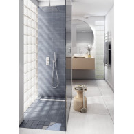 Brodzik podpłytkowy Stabilsound ® 120x120x5/12 cm z odpływem liniowym z maskownicą STAMP dł. 90 cm + syfon .