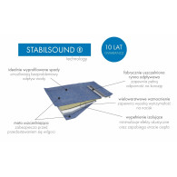 Brodzik podpłytkowy Stabilsound ® 80x100x5/12 cm z odpływem liniowym na krótszym boku z maskownicą STEEL dł. 60 cm + syfon