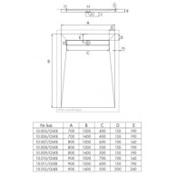 Brodzik podpłytkowy Stabilsound ® 90x120x5/12 cm z odpływem liniowym na krótszym boku z maskownicą STEEL dł. 60 cm + syfon