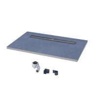 Brodzik podpłytkowy Stabilsound ® 90x140x5/12 cm z odpływem liniowym na dłuzszym boku z maskownicą pod płytkę dł. 90 cm + syfon