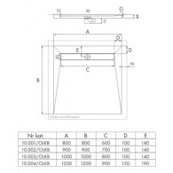 Brodzik podpłytkowy Stabilsound ® 90x90x5/12 cm z odpływem liniowym z maskownicą STEEL dł. 70 cm + syfon .