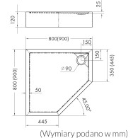 Cameron Black Stone brodzik pięciokątny 90 cm - Domabau.pl