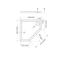 Sharper Black Stone brodzik pięciokątny 80x80 cm - Domabau.pl
