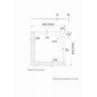 Etrusco Black Stone brodzik kwadratowy 90 cm