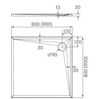 Etrusco brodzik kompozytowy kwadratowy 80 cm