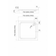 Grando Plus brodzik kwadratowy 80 cm