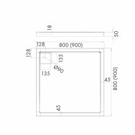 Omega brodzik kompozytowy kwadratowy 80 cm