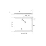 Charis brodzik kompozytowy prostokątny 90x120 cm