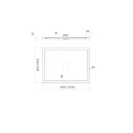 Erida brodzik kompozytowy prostokątny 80x100 cm
