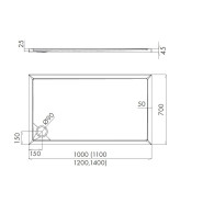Sharper brodzik prostokątny 70x160 cm