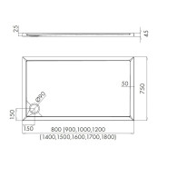 Sharper brodzik prostokątny 75x160 cm