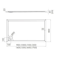 Sharper brodzik prostokątny 80x170 cm