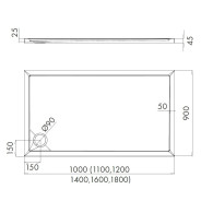 Sharper brodzik prostokątny 90x140 cm
