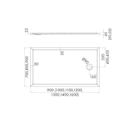 Estima brodzik prostokątny 70x90 cm