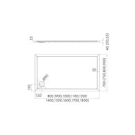 Estima brodzik prostokątny 75x140 cm
