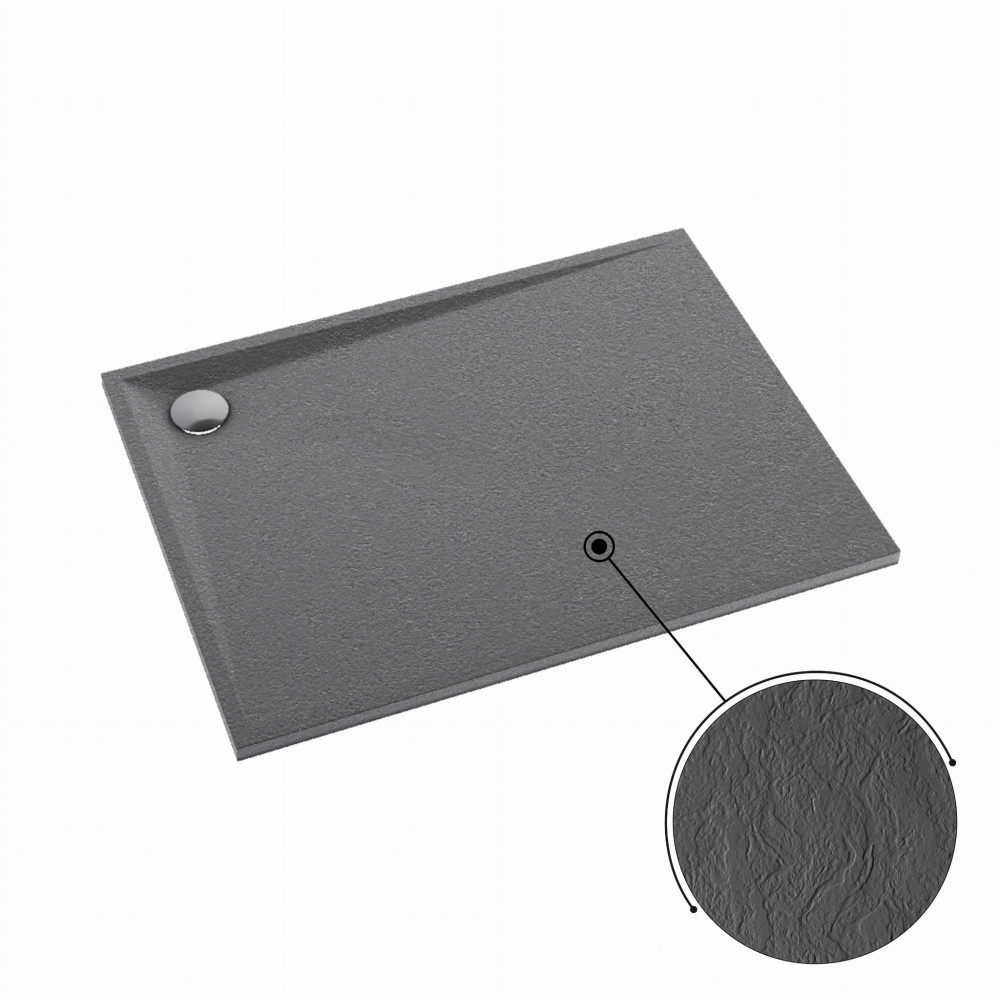 Libra Anthracite Stone brodzik kompozytowy prostokątny 80x100 cm