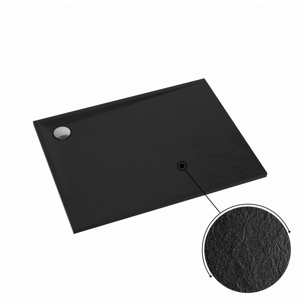 Libra Black Stone brodzik kompozytowy prostokątny 90x120 cm