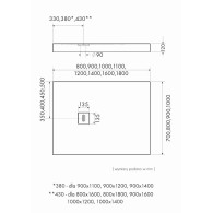 NonLimits White Stone brodzik prostokątny biały kamień 80x90 cm