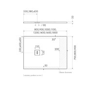 Protos Black Stone brodzik prostokątny czarny 90x100 cm