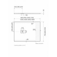 Protos Cement Stone brodzik prostokątny cementowy 90x140 cm